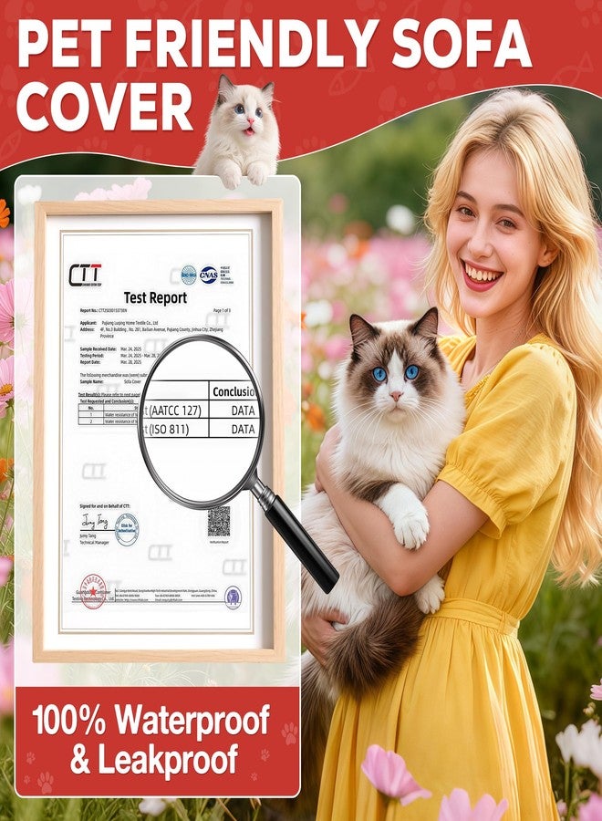 Loiion Cat Scratch Furniture Protector - Anti-Slip, Waterproof Sofa Cover to Keep Cats Off, Pet-Friendly Couch Protectors for 3 Cushion Couch, Khaki Anti-Scratch Couch Cover for Pets and Kids 150"X71" - Image 5